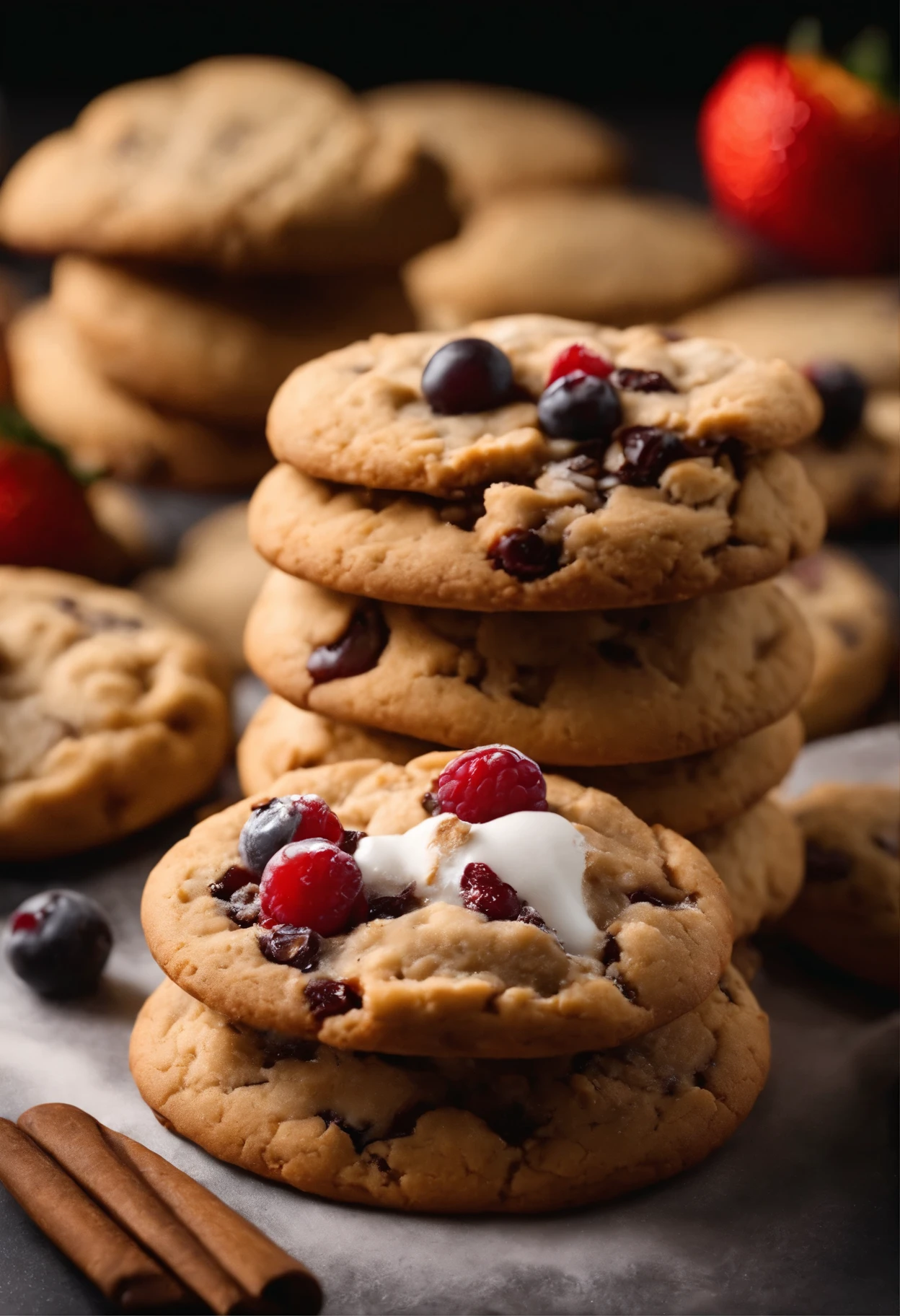 cookies with ice cream kn top, looks delicious, looks tasty and full of flavor, 8k, high detail