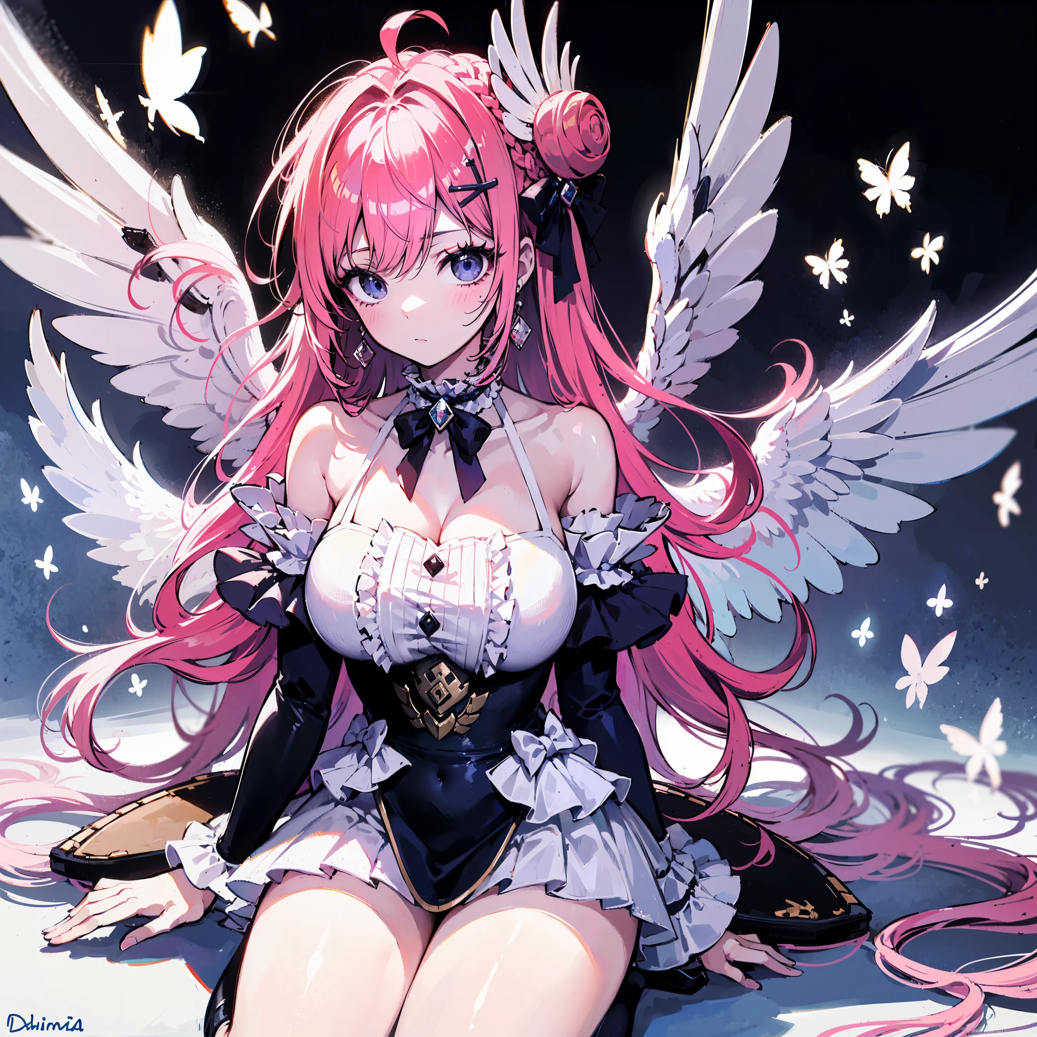 highest quality, masterpiece, super detailed, figure, (beautiful fine eyes), beautiful, wonderful, fine eyes, (fine skin), (oily skin), 1 girl,alone,angel girl, dilapidated church, rubble, scattering glass, fluttering hair, Hello, Ahoge, fine monk&#39;s clothes, large wings, white wings, sit, Wariza, hand between legs,look up , particle , whole body, cowboy shot,moonlight, Natural light,{{{{masterpiece}}}}, {{{very detailed}}}, {{{High resolution}}}, {{{8K}}}, {{perfect body}}, {{beautiful fine eyes}}, {{colorful}}, {{Bright colors}}