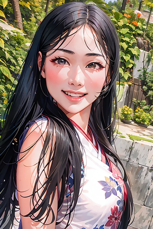 araffed (arafed) Asian woman with long dark hair smiling at camera, Pictures inspired by Cheng Jiasui, Douban, Tarchism, Gorgeous Chinese model, Chinese girl, xintong chen, Young cute asian face, 19 year old girl, wenfei ye, Xision Wu, yun ling, full body xianxia, young cute girl