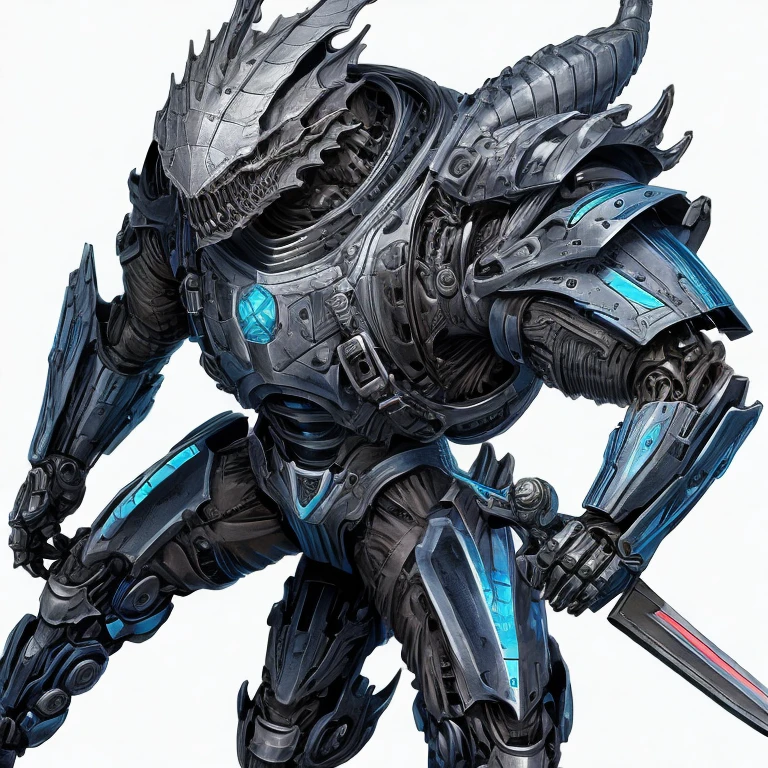 Drawing of a man in armor with a sword and helmet、Guyver スタイル、Guyver ダーク ヒーロー、alien space knight、Guyver、cyber fight armor、alien armor、cyber armor、cyborg satan、biomechanical armor、cyber armor、goth cyber suit、Complex Assassin Mech Armor、Cybernetic Flame Armor、cyber armorを着た