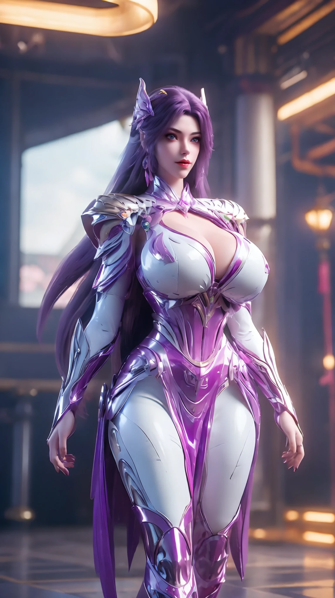 (HYPER-REALISTIC:1.5), (PURPLE LONG HAIR,PHOENIX GOLD HELM:1.1), (HUGE FAKE BREAST:1.5), ((CLEAVAGE:1.5)), (MUSCLE ABS:1.3), (MECHA GUARD ARMS:1.1), (MAGENTA SHINY FUTURISTIC MECHA ARMOR CROP TOP, BLACK MECHA SKINTIGHT LEGGINGS,POTRAIT:1.5), (MUSCULAR BODY, WETS SWEATY SKIN, LONG LEGS:1.1), (LOOKING AT VIEWER:1.3), (female focus:0.8), (WALKING HALLROOM OF FUTURISTIC SPACE STATION:1), (BRIGHT LIGHT WHITE_ROOM:1.3), HYPER TEXTURE, (4X MSAA), ((UNREAL ENGINE 5 RENDER)), PHYSICALLY-BASED RENDERING, ULTRA HIGHT DEFINITION, 16K, 1080P.