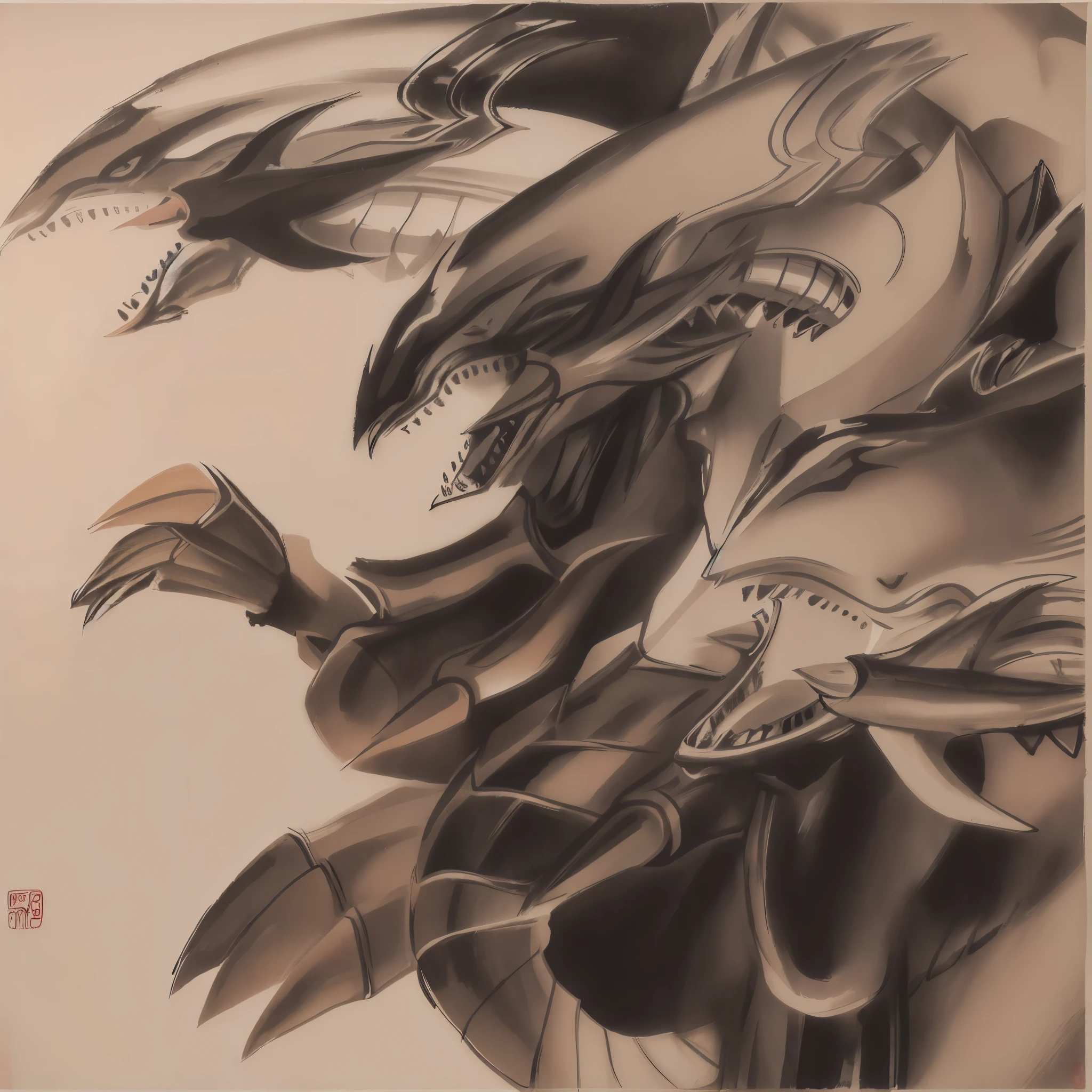 monochrome、negative space,{{best quality}}, {{masterpiece}}, {{Ultra-detailed}}, Chinese traditional ink painting,wuchangshuo,solid color background
