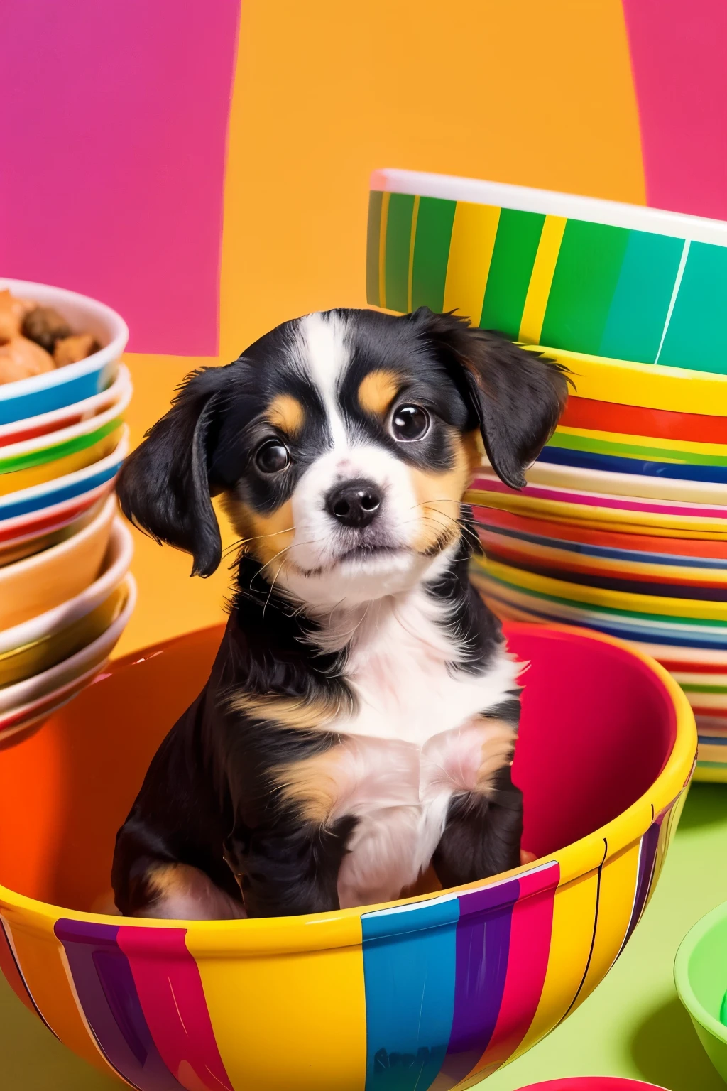 Colorful and fun image of a playful puppy named Fofa with bowls.
(Adorable pup: 1.5), (Colorful bowls: 1.3), (Happy and energetic: 1.2),
Fofa, the lovable and playful pup, is captured in a colorful and fun image while comfortably enjoying his bowls of food.
((Best quality, high resolution, vibrant colors: 1.3)), Sharp focus: 1.2,
A heartwarming and cheerful snapshot of a cherished moment between Fofa and his bowls, showcasing the rich textures and hues in this adorable scene