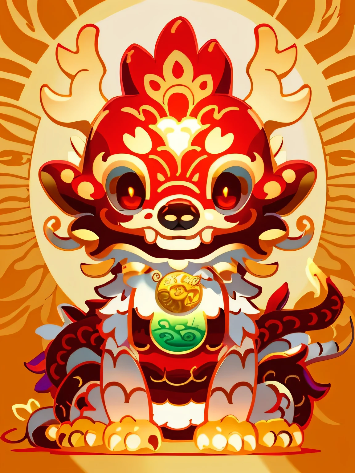 a cartoon dragon with a gold coin in its mouth, loong, smooth chinese dragon, inspired by Pu Hua, cute little dragon, as an anthropomorphic dragon, chinese dragon, cute detailed digital art, anthropomorphic dragon, detailed fanart, by Ryan Yee, inspired by Luo Mu, a mythical creature, lung dragon, inspired by Gong Xian,It's color, the collection of graphics, a little abstraction