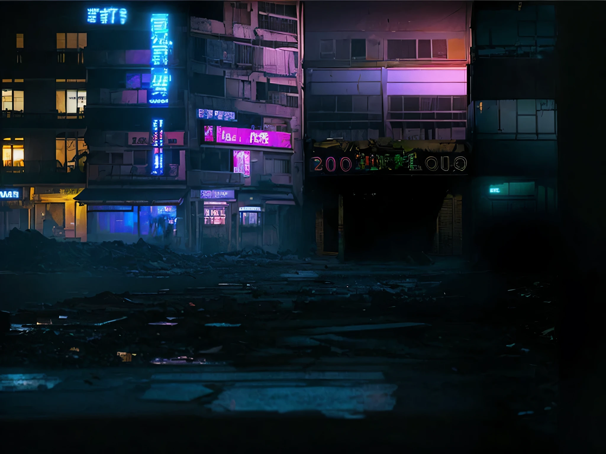 Desolate city、Degenerate city、ruins、ruinsのビル、RPGMapChip