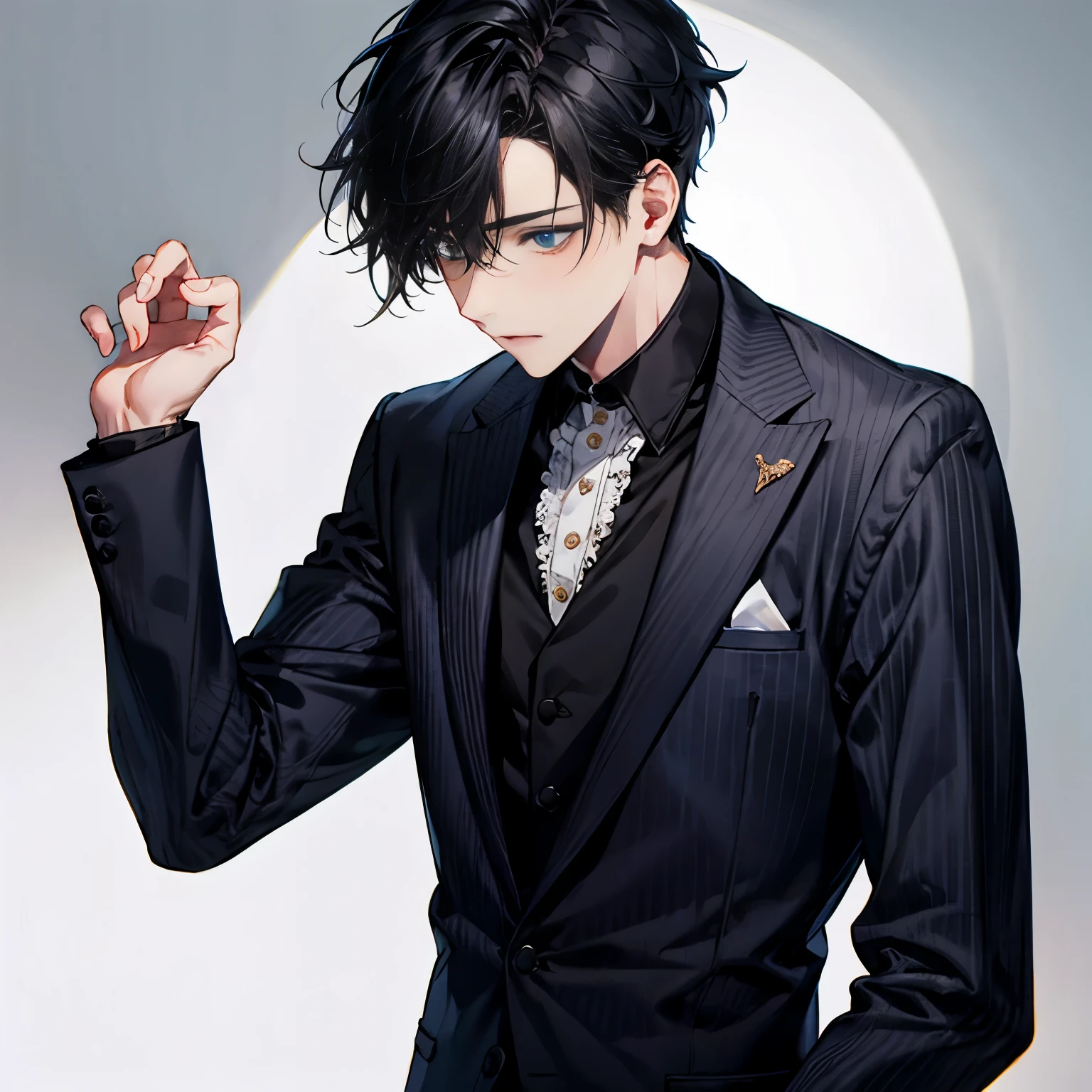 ，1 boy，adult，black hair