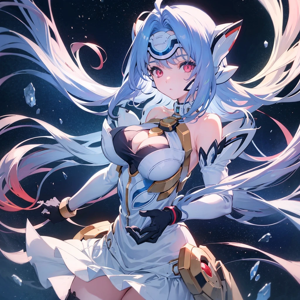 kos-mos,
(mastepiece, best quality, ultra-detailed),
1girl,red eyes,(expressionless),cleavage,sagging breasts,night, star, space,
kawaii, cute, very big eyes, Aesthetic Anime Eyes, small face,
upper body, Cold lighting