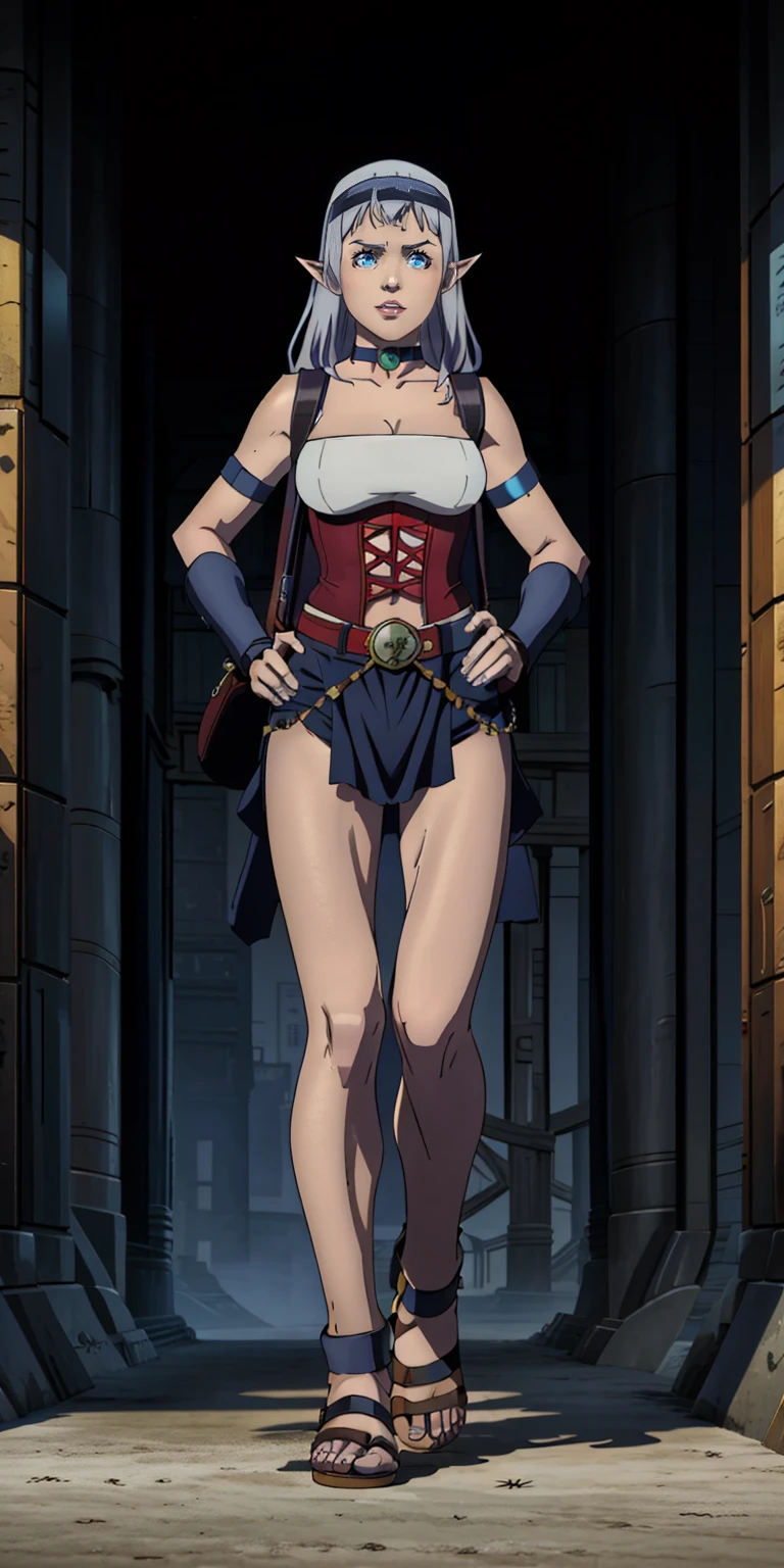 masterpiece, Highest quality,High resolution,Dorothy, Redhead,Red eyes, Have,dress,Braiding, black dress,One side of the dress is torn at the chest、Dust cloud、、Nipply visible、receive damage from an attack、anime、((Battle scene in the ruins))、blush、Line art、Pencil drawing