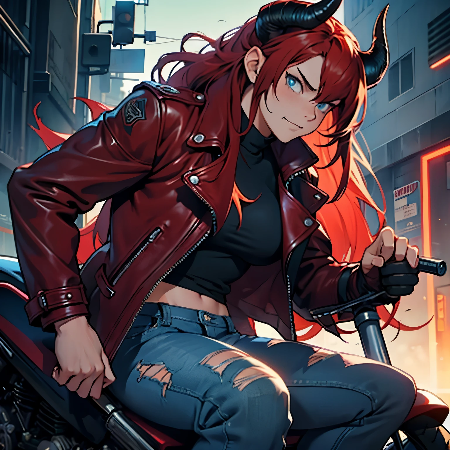 Feminine,tomgirl , thin ,Red,male,dragon,in sexy revealing biker outfit, full image,leaning on motorcycle