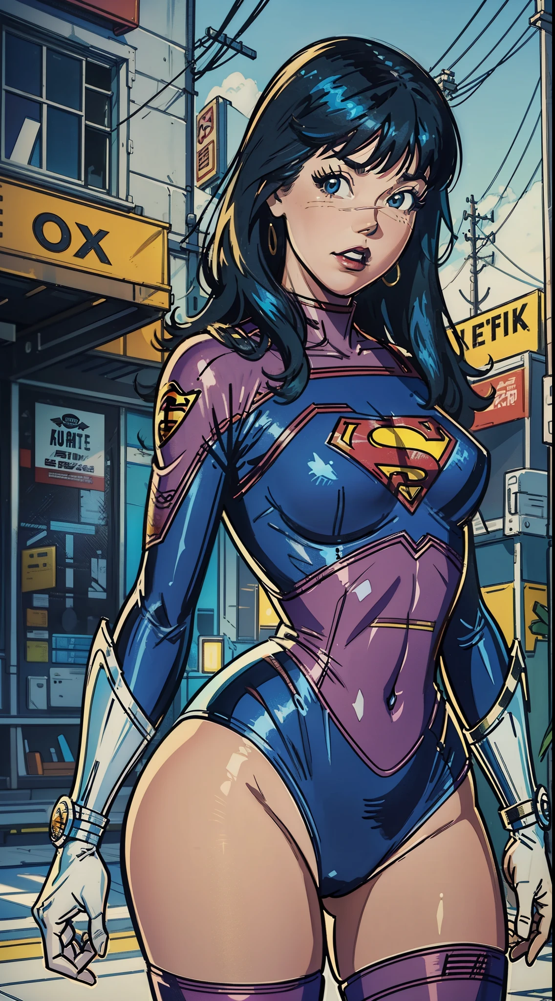 hinata hyuga, como Supergirl, heroine, corpo extremamente Sexy, bunda grande, cabelo comprido, pernas grossas, voando, ((Melhor qualidade da Supergirl)), ((obra-prima)), (detalhado: 1.4), ..3d, uma imagem de uma linda mulher loira de olhos azuis cyberpunk,HDR (high dynamic range),ray tracing,NVIDIA RTX,Super-Resolution,irreal 5,Subsurface dispersão, Textura PBR, Post-processing, anisotropic filtering, profundidade de campo, Maximum clarity and sharpness, texturas multicamadas, Albedo e mapas Speculares, surface shading, Accurate simulation of light-material interaction, perfectly proportions, octan render, Two-tone lighting,Abertura ampla,ISO baixo,White balance,thirds rule,8K BRUTO, wearing superman's S symbol on his chest.