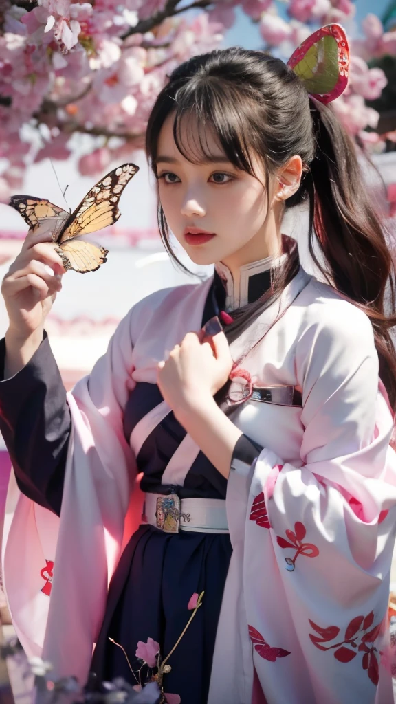 anime girl with butterfly in hand, artwork in the style of guweiz, inspired by Ma Yuanyu, guweiz, palace ， a girl in hanfu, demon slayer rui fanart, by Jin Homura, insect trainer girl, 中 元 节, anime cover, anime visual of a cute girl, high quality anime artstyle