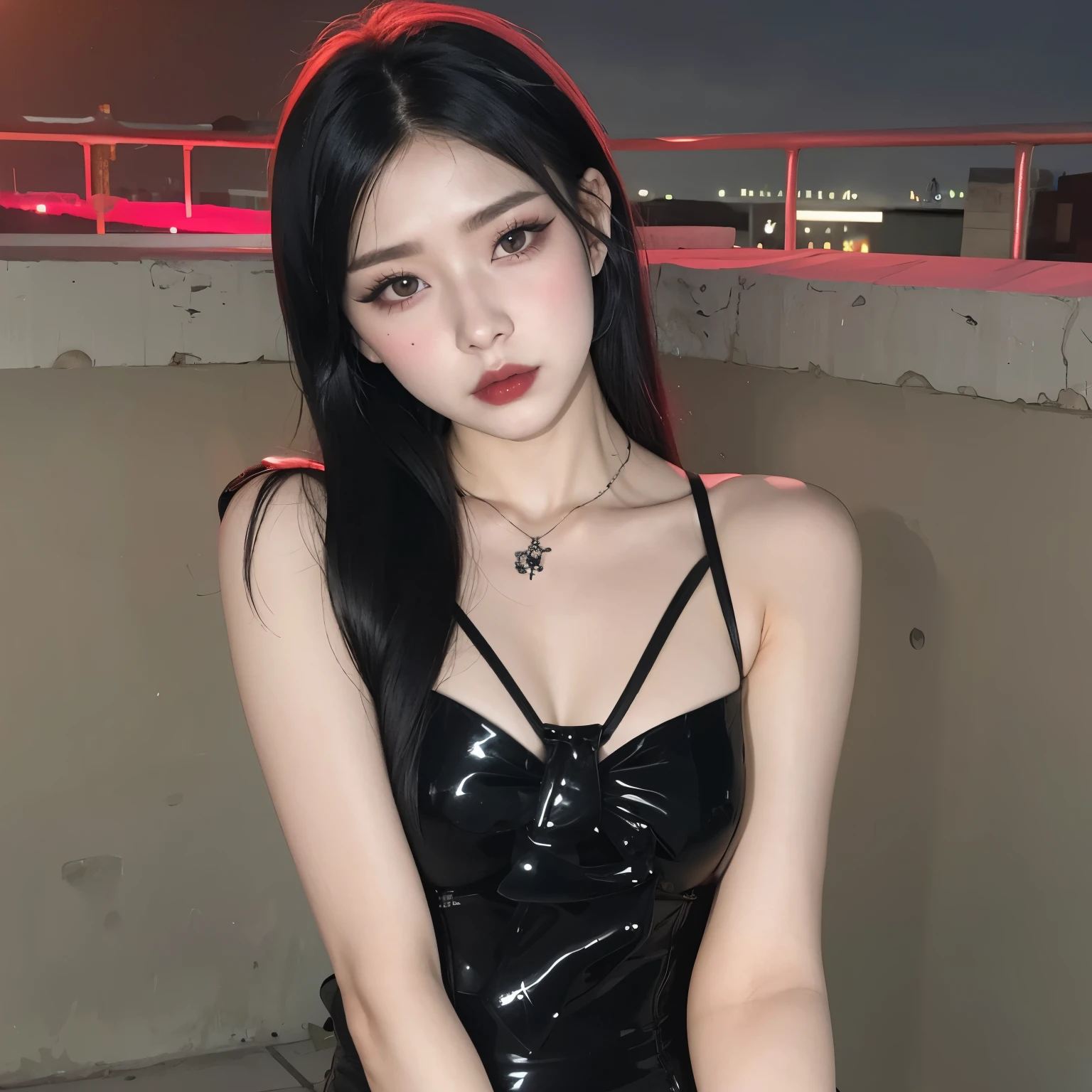 araffe woman in a black dress posing for a picture, cruel korean goth girl, tifa lockhart, goth girl aesthetic, 1 7 - year - old goth girl, pale goth beauty, tifa lockheart, seductive tifa lockhart portrait, tifa, ulzzang, jisoo from blackpink, goth aesthetic, yeojin loona