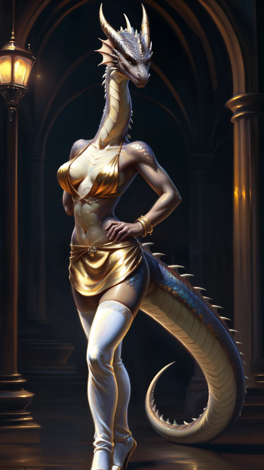 uploaded to e621, by Pixelsketcher, from Bayard Wu, Thomas Benjamin Kennington , from Einhelm, One second, ((Full Length, Master plan)),(detailed lighting of Bonifasco), (Detailed scales), (Detailed skin), ((long, Graceful multi-colored tail)), (loose hair)), ((detailed information)), [Ambient light],  [explicit content], [Sharp Focus], (questionable content), (shaded), ((masterpiece), hiss, flowing long hair, Chest of medium scales, Fluffy multi-colored the Dragon, Dragon Face, furry fantasy art, furry art, high resolution commission, second art, art,Sakimichan is beautiful, masterpiece, Best quality, detailed depiction, bright colors, Detailed face, perfect lighting, Perfect shadows, Perfect eyes, focus on the girl, the Dragon eyes, flawless face, (( Graceful multi-colored tail)) the Dragon, яркая skin, dragon girl, can be solved, Scaly Women, Dragon's nose, Large long muzzle, Multi-colored scales, look at the viewer, half-closed eyes, One, (masterpiece), (Best quality), (illustration), long white hair, Detailed scales, Balanced coloring, Global Illumination, ray tracing, good lighting, scales, second, Showing breasts, hands on breast, split, I&#39;m looking at the viewer, Seductive look, nsfv, elegant seducing pose, ((slim and very built, elegant clothes, long slender legs, Long neck)), oil painting, style by Italian artist Pino Daeni, Beautiful girl, the wind blows her hair, rose petals, like snowfall, full height, short chiton above mid-thigh, thin waist,  big eyes, very long eyelashes, golden jewelery, diamond earrings, Gold bracelets, long beautiful legs, , ultra high quality model, чистое Detailed face, Exquisite clothing, white stockings, angelic clothes and appearance, white scales/skin