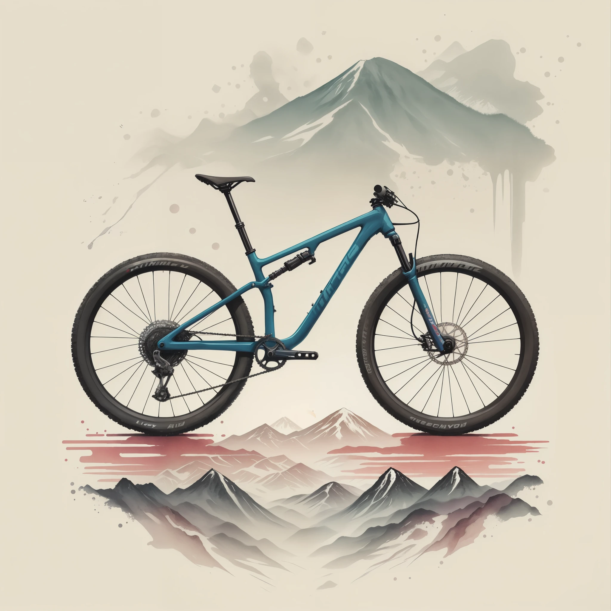 bicicleta,mountains, atardecer, colorido, lapiz