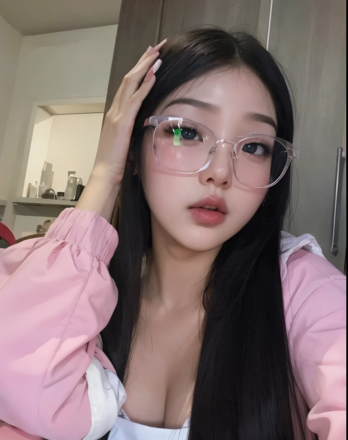 Wonyoung from IVE face, foto realista, ultra HD, 8k, big juicy lips 