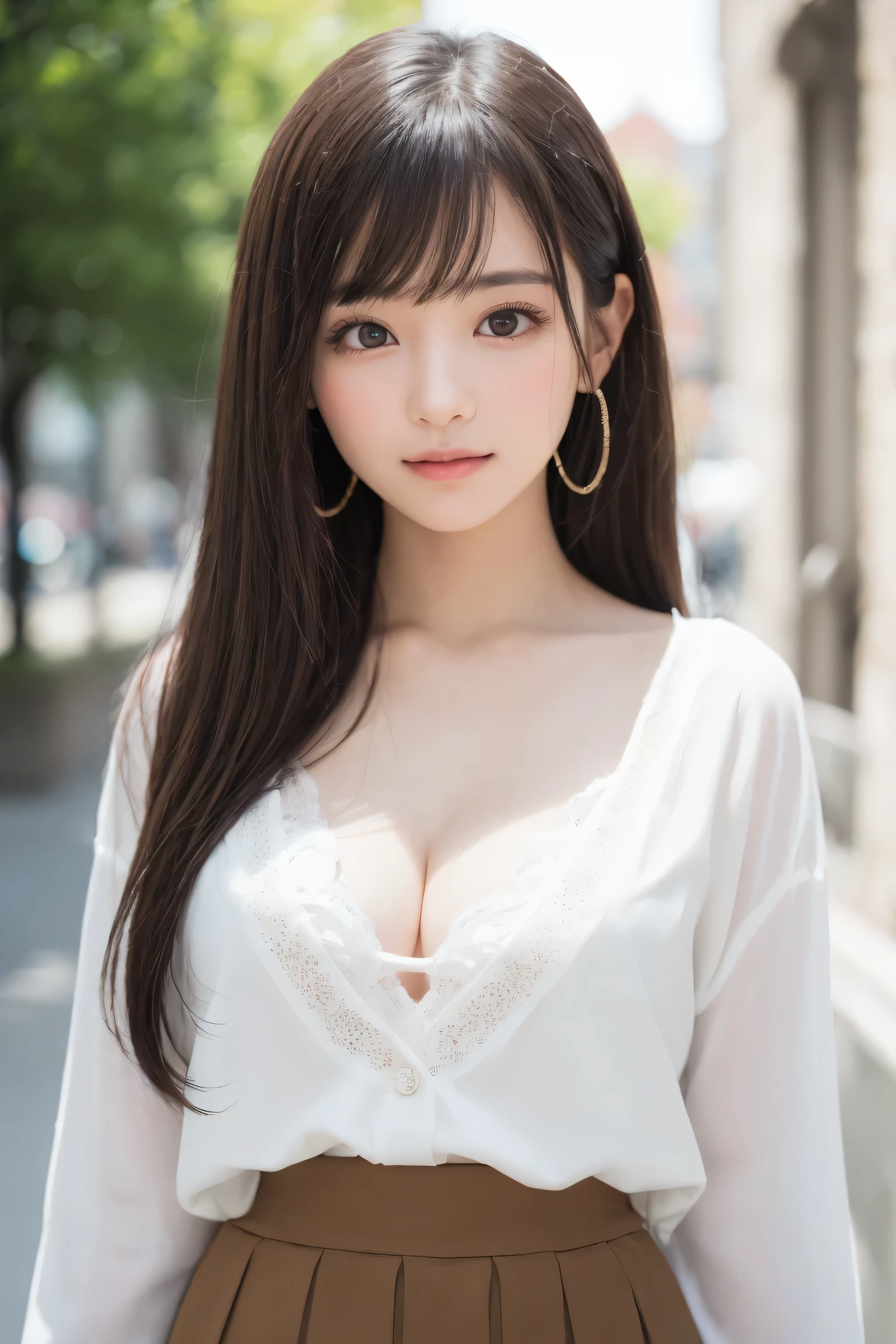 smile、night、Raw photo、(((ultimate beauty portrait)))、((glowing skin))、1 girl、 beautiful girl from Prague、bright look、((brown hair))、(cleavage)、(flare skirt:1.5)、((Big eyes that shine like jewels))、open cardigan、open your clothes、pantyhose、Glossy and glossy skin、(medium hair)、(silky ponytail hair)、(standing)、(from below)、under the skirt、(from below下着の接写)、eyeliner、beautiful bangs、hair between eyes、((masterpiece、最high quality、super detailed、film light、intricate details、High resolution、very detailed))、detailed background、8KUHD、Digital single-lens reflex camera、soft light、high quality、film grain、Fujifilm XT3 、shallow depth of field、natural soft light、Kamimei、rich bust