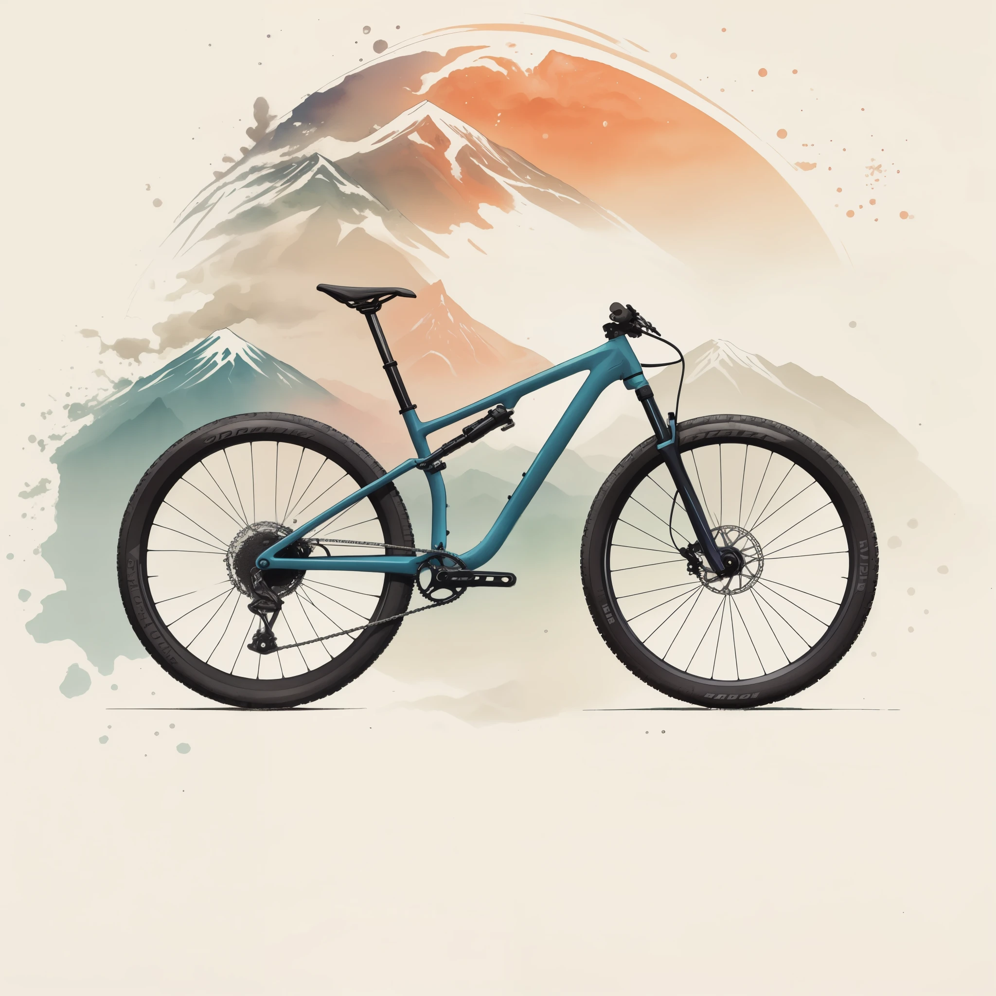 bicicleta,mountains, atardecer, colorido, lapiz