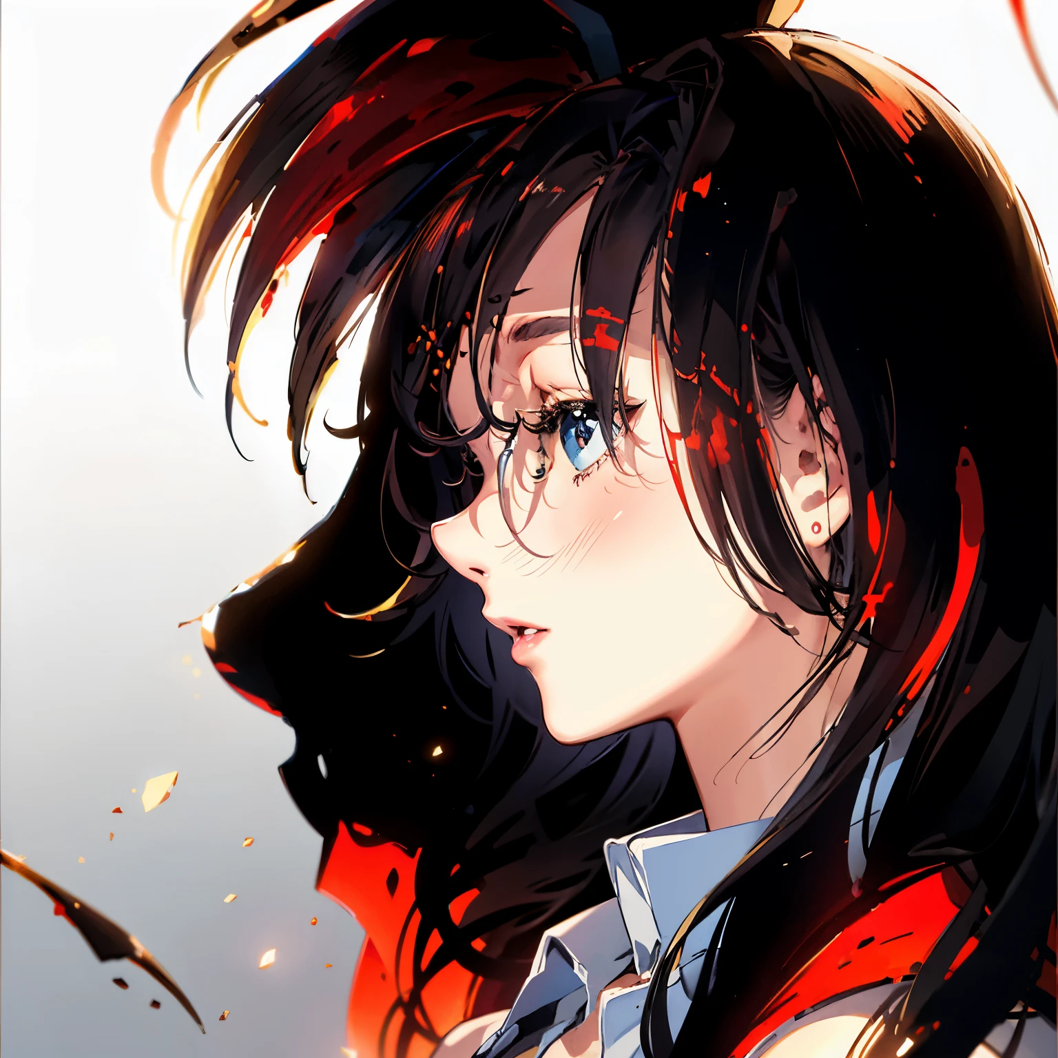 masterpiece,best quality,Super exquisite illustrations,Side view of a beautiful brown-haired woman