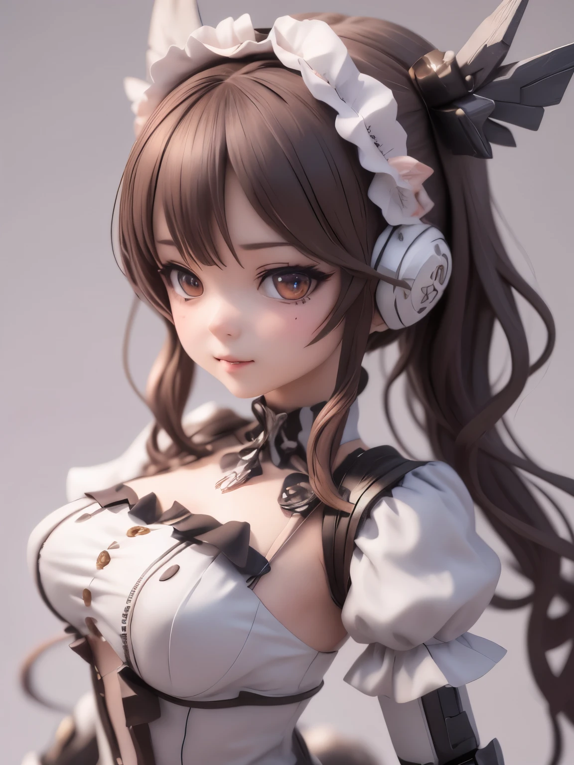 a girl,wear gothic ta clothes with white frills, She is fused with Gundam mecha,
3D rendering,
portrait female anime,
cute 3d anime rendering,
cute detailed digital art,
3D rendering stylized,
3D renderingされたキャラクター アート 8k,
cute digital painting,
Anime style 3D,
Super detailed rendering,
weapon in hand,