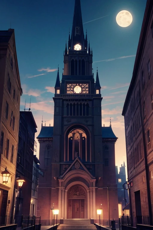 Night scene of a large building with a bell tower and a full moon, style of madhouse anime, style of madhouse studio anime, Today's featured anime stills, anime scene, anime movie screenshot, haunted gothic hotel, screenshot from a 2012s anime, Anime screencap, screenshot from guro anime, 2 0 1 9 anime screenshot