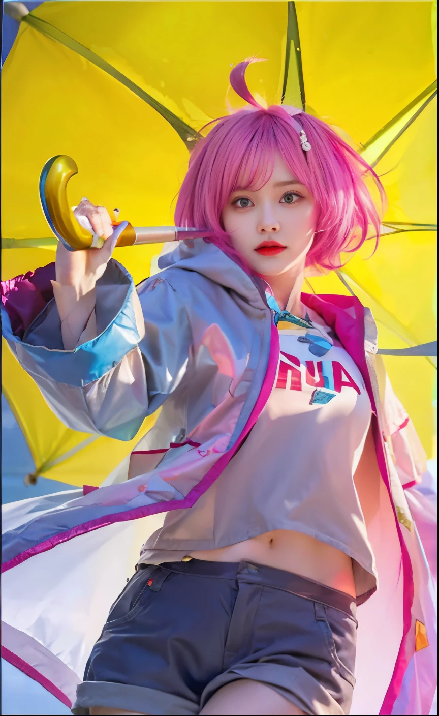 (female:1.2), 8k, ultra hd, ultra detailed texture, hyper realistic, masterpiece, detailed texture, detailed face, detailed skin, detailed lighting, (photorealistic:1.5), best quality, beautiful lighting, cinematic lighting, professional lighting, ultra highres, realistic, detailed hair, real hair, high quality, (realskin:1.5), extremely detailed, finely detail, ultra-detailed, 1girl, solo, hold umbrella