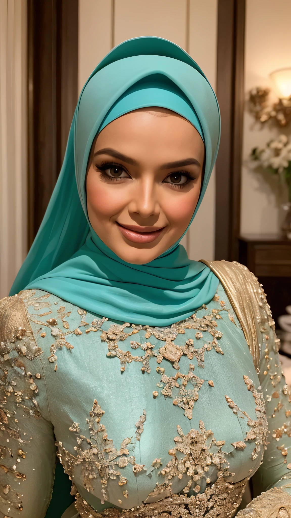 Liza, (melhor qualidade), ((corpo inteiro)), sexy, loira, olhos azuis, batom vermelho, seios grandes, ((nua, sem roupa, pubis with hair)), buceta grande, protruding clitoris, esguio, salto alto, pose vulgar, hijab, apertado, joias, corpo inteiro, retrato, cores vibrantes, soft lighting, feminino elegante, visual sedutor, delicate features, maquiagem polida, traje elegante, confident expression, ethereal beauty, Postura elegante e graciosa, detalhes requintados, captivating presence, silhueta marcante, modern aesthetic, intimate atmosphere, Atmosfera glamorosa, charme sofisticado, tez radiante, sorriso encantador, fotografia profissional, Film composition, flawless complexion, Extravagant accessories, dynamic energy, artistic interpretation, ((captivating allure, Confident Balance, moda moderna, fashionista atraente, Seductive fascination)), perfeccionismo elegante, ((Composition of Intimate Portraits)), Cyan and amber, sonhos surrealistas