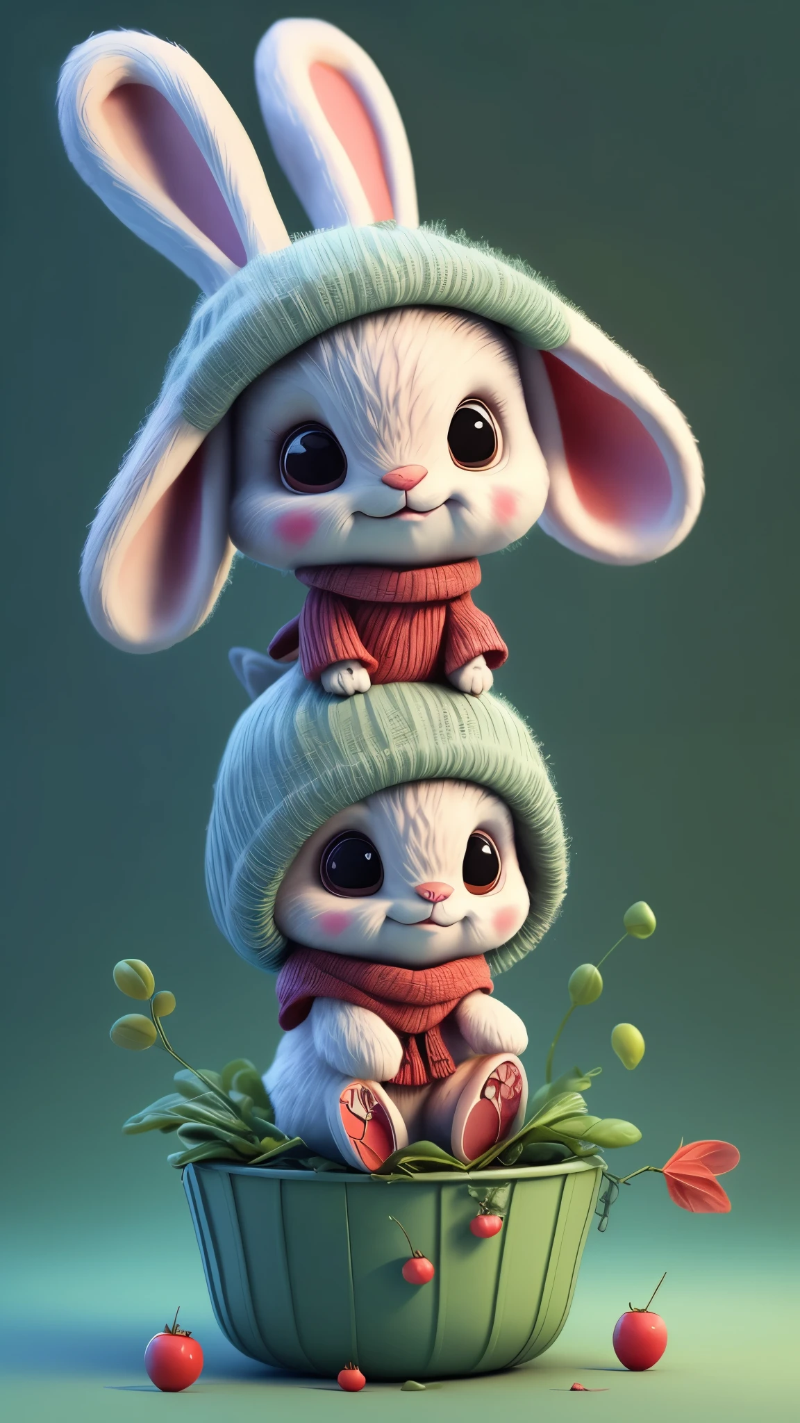 (award-winning masterpiece,) best quality 3D illustration, dynamic angle, (1 cute furry rabbit), wearing colorful clothes, lying on a bed of juicy and ripe fruits, surrounded by a vibrant fruit garden and bountiful harvest.