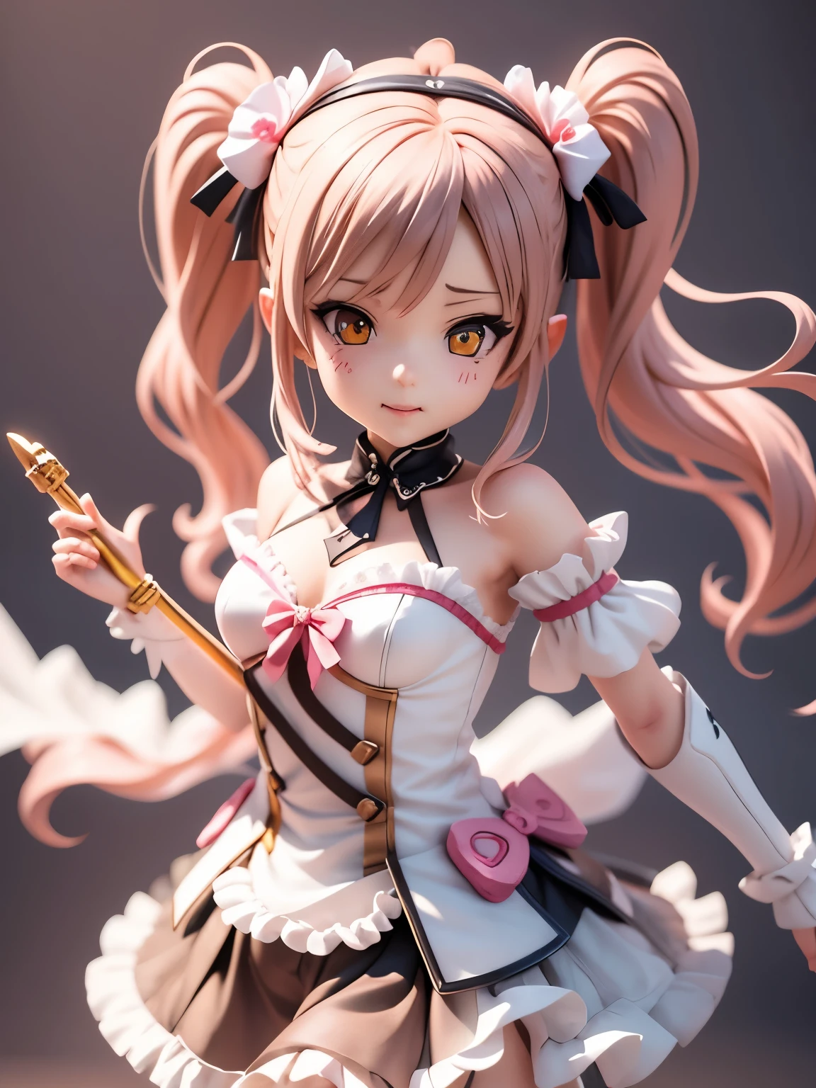 a girl,wear gothic lolita clothes with white frills,{{She ride on a mini gundam}},  
full body:1.5,
 3D rendering, 
 portrait female anime, 
 cute 3d anime rendering, 
 cute detailed digital art, 
 3D rendering stylized, 
 3D renderingされたキャラクター アート 8k, 
 cute digital painting, 
 Anime style 3D, 
 Super detailed rendering, 
 weapon in hand, 
