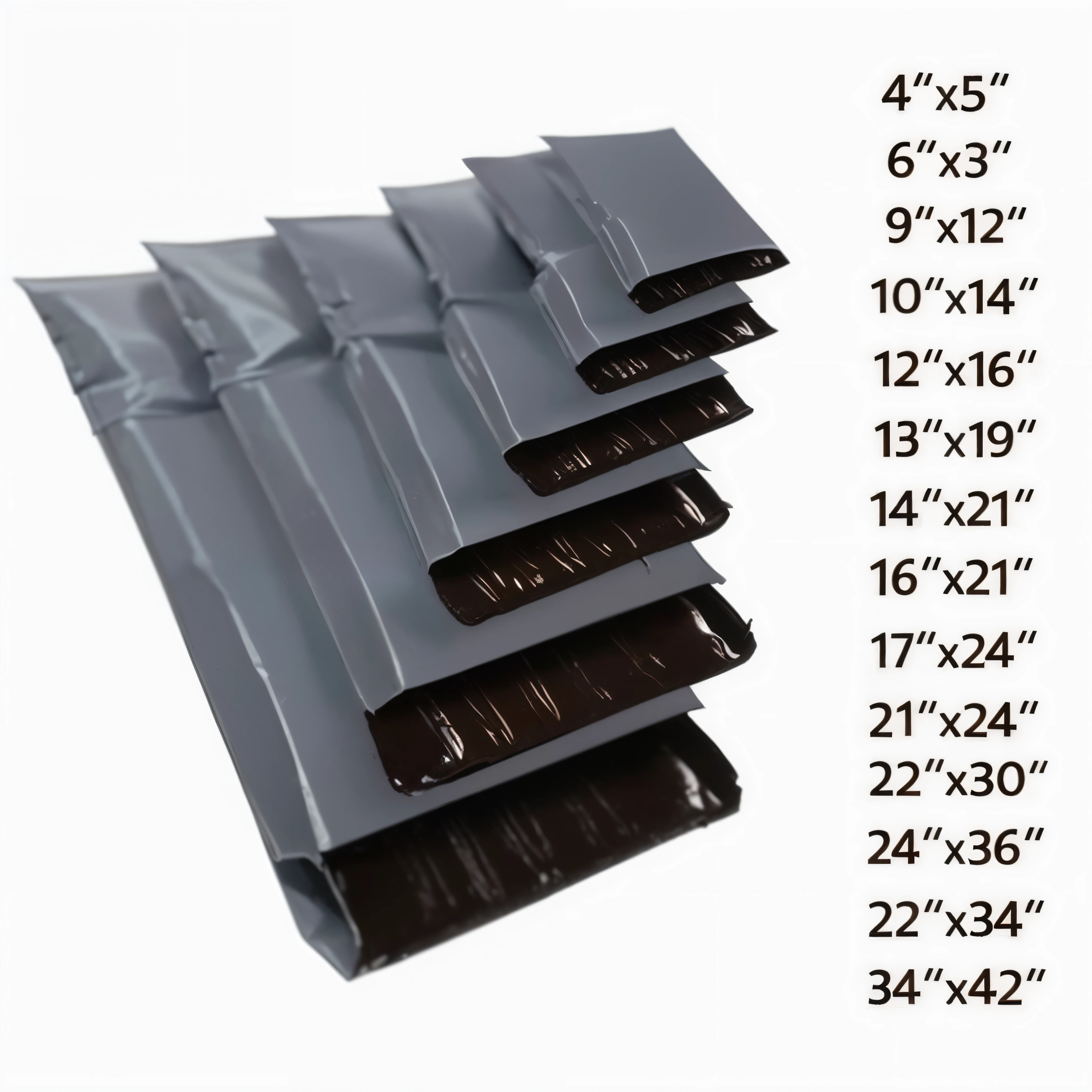 a close up of a bunch of bags of chocolate on a white background, various sizes, different sizes, smokey burnt envelopes, mega, by Randy Post, high quality product image”, high quality”, high quality ”, size, 8 x, by Matt Stewart, 1x, t100, t 1 0 0, width, thumbnail, portrait size, overhead view