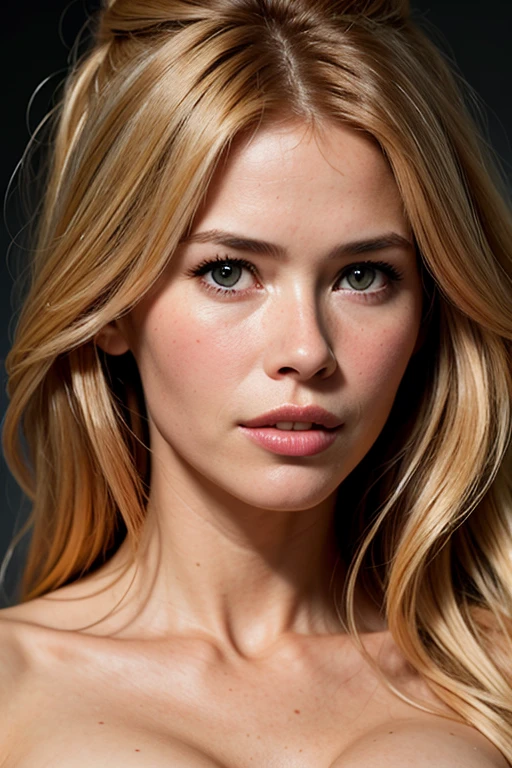 Claudia Schiffer breast portrait, eye contact, looking at viewer, masterpiece, best quality , perfect detail, perfect face detail, perfect eye detail, perfect skin detail, depth of field, perfect lighting