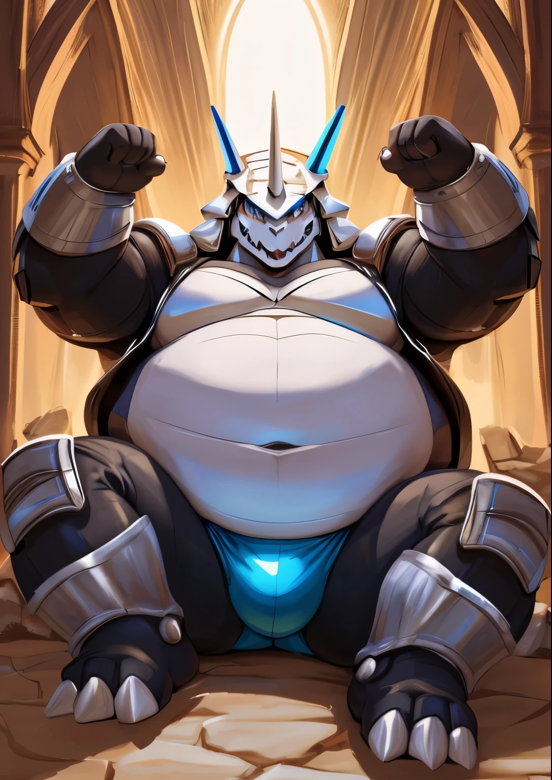 blue genitalia,solo,male people,chubbiness,small fat,Bare-chested,victory pose, solo, Detailed pubic hair, A high resolution,, tmasterpiece,Excessive obesity,Obesity in the extremities,Lift your feet,foot in the air,Correct body proportions,overweight, briefig bulge,Aggron,