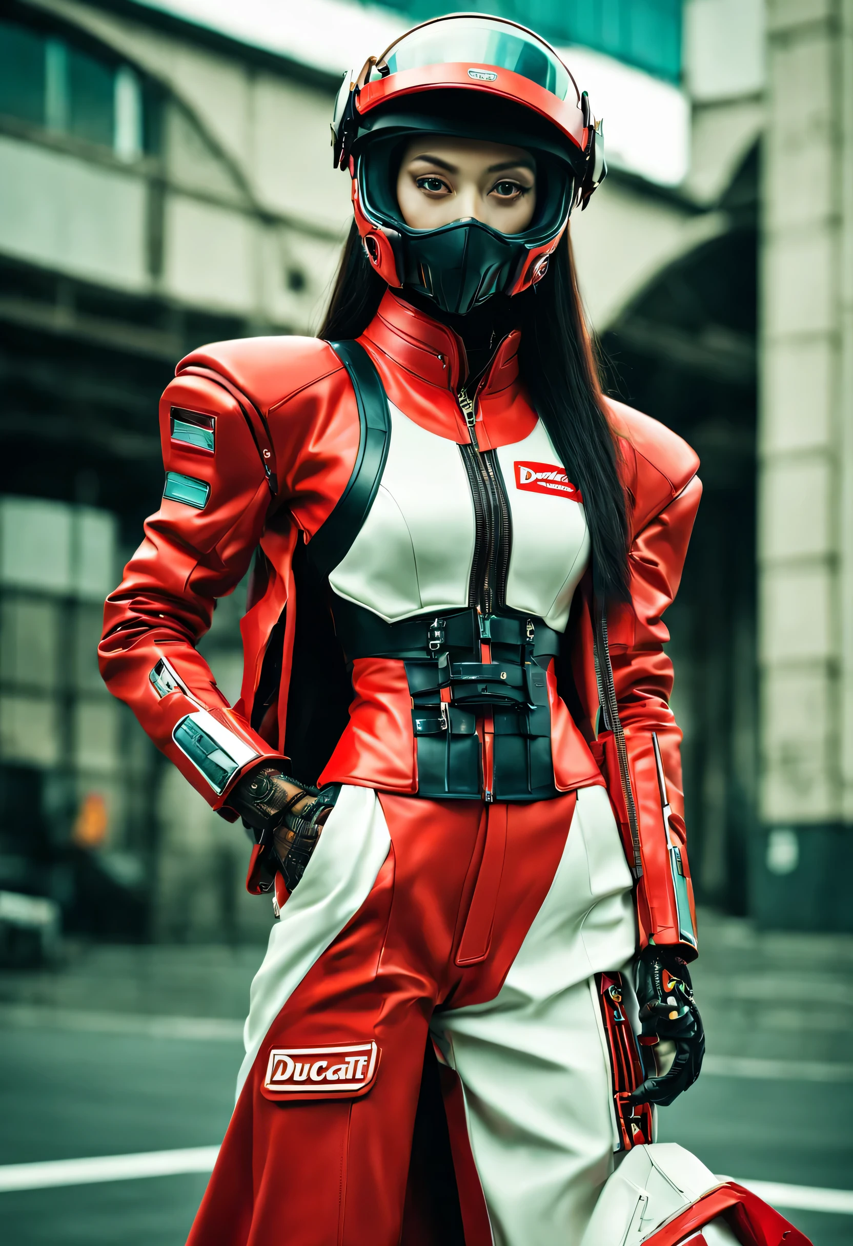 weird fashion, fashion photography , inspired by classical paintings and cyberpunk ,ducati