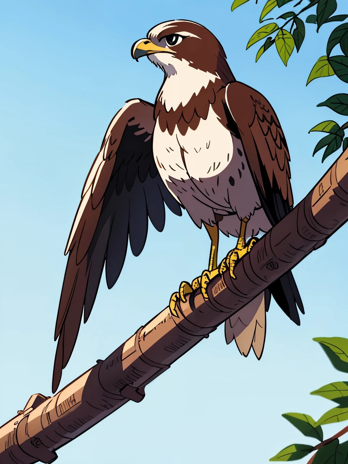 Falcon sits on a branch