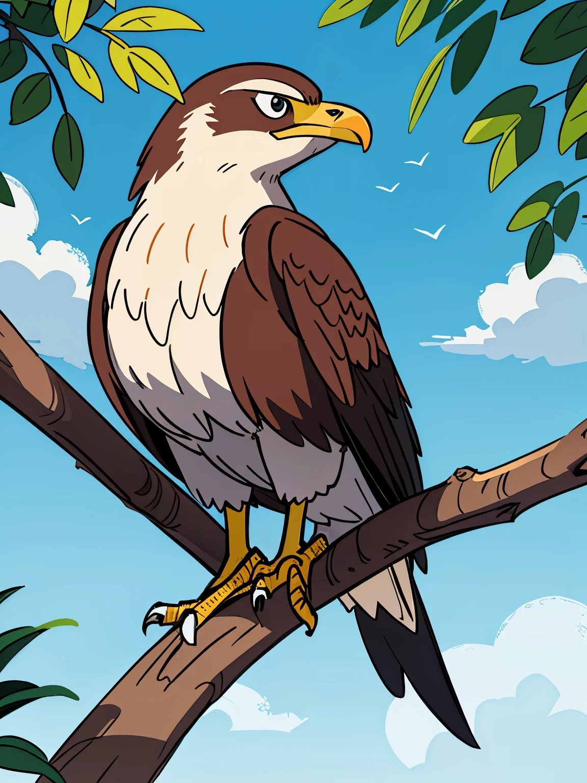 Falcon sits on a branch