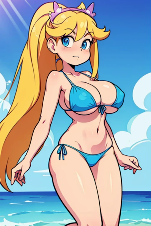 Star Butterfly in a string bikini style swimsuit with a sexy body with big breasts and beautiful hair