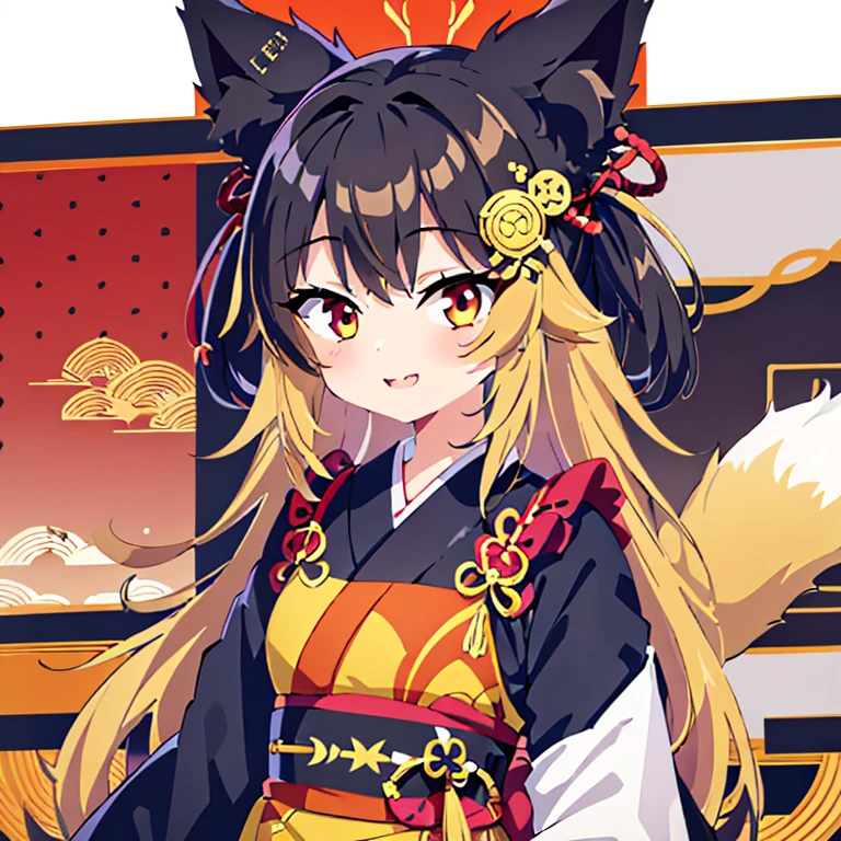 6+girl,animal ears,black hair,Black sclera,blonde,brown hair,Colored sclera,colored skin,fox ears,狐狸girl,狐狸Tail,fur,japanese clothing,kimono,fox demon,long hair,Miko,Doobi,Open your mouth,红色kimono,belt,Smile,Tail,ring,Eye,Checkered shirt,apron,brown hair,petite,cute