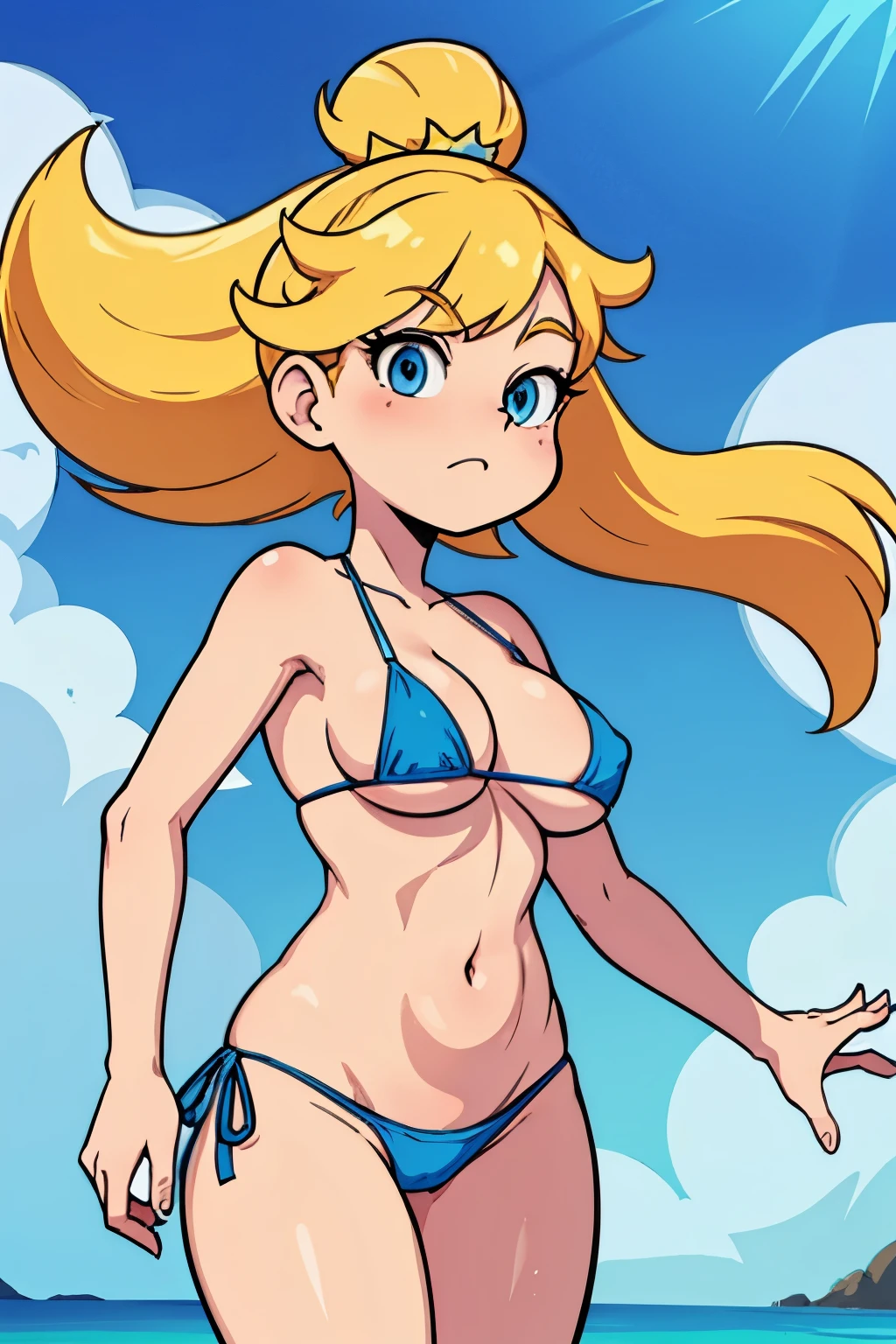 Star Butterfly in a string bikini style swimsuit with a sexy body with big breasts and beautiful hair