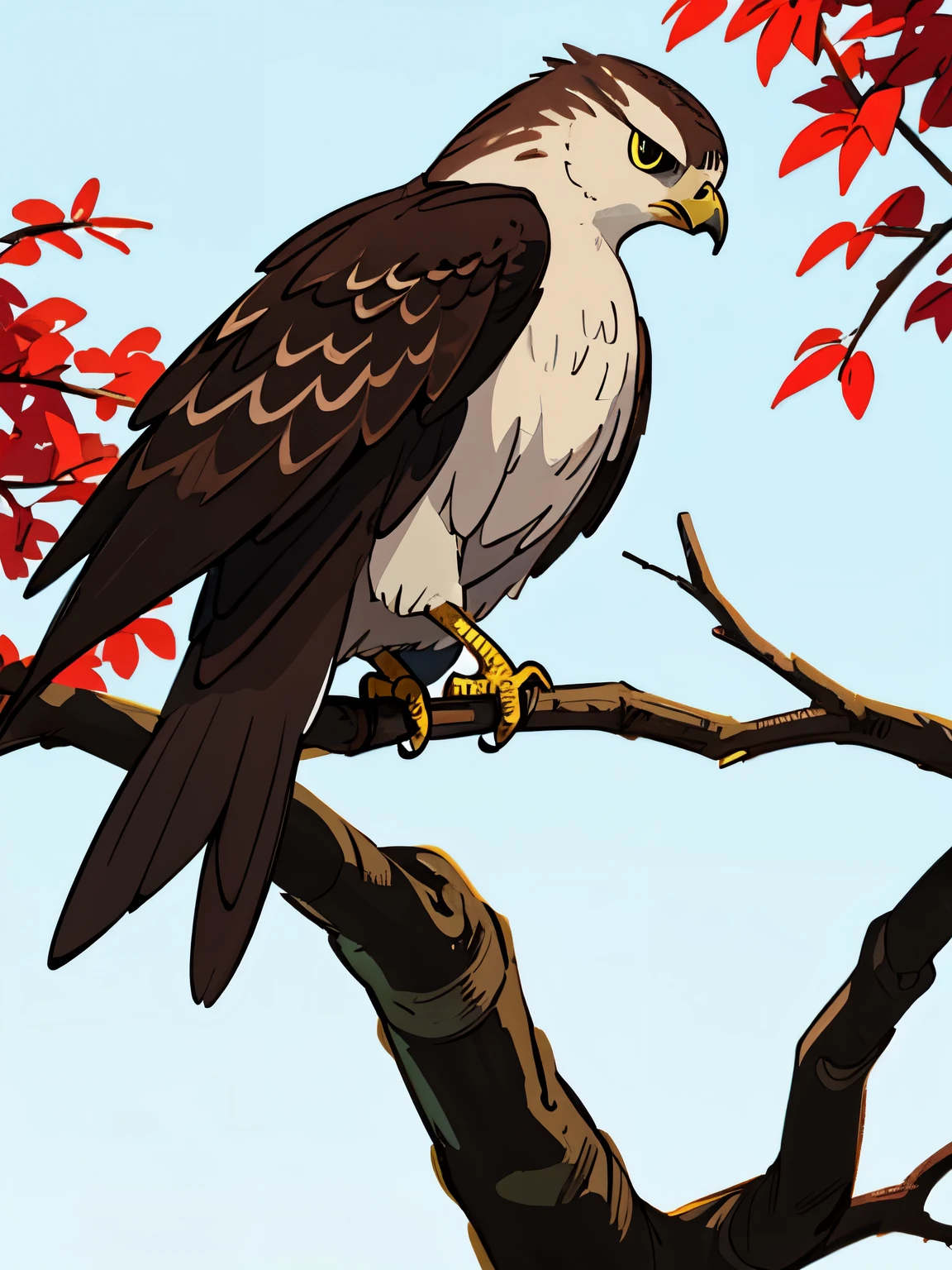Hawk sitting on a branch