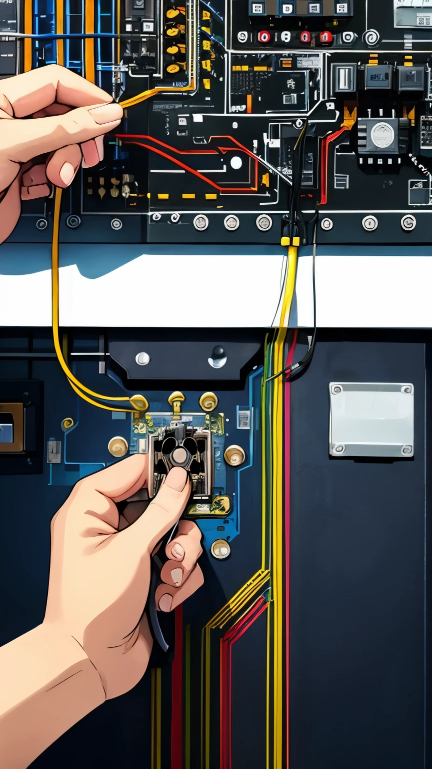 hand holding an electrical circuit, electronic technician