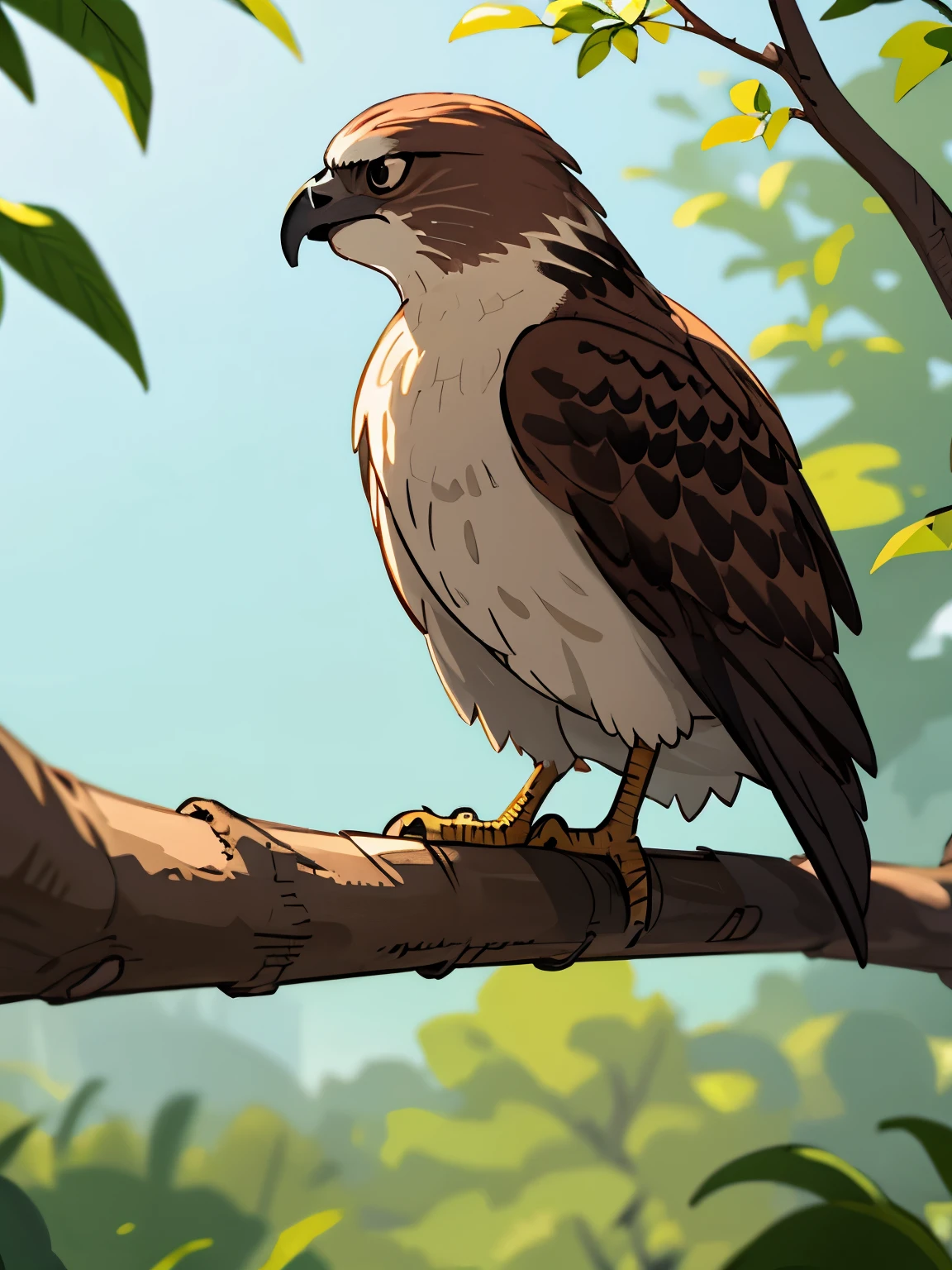 Hawk sitting on a branch
