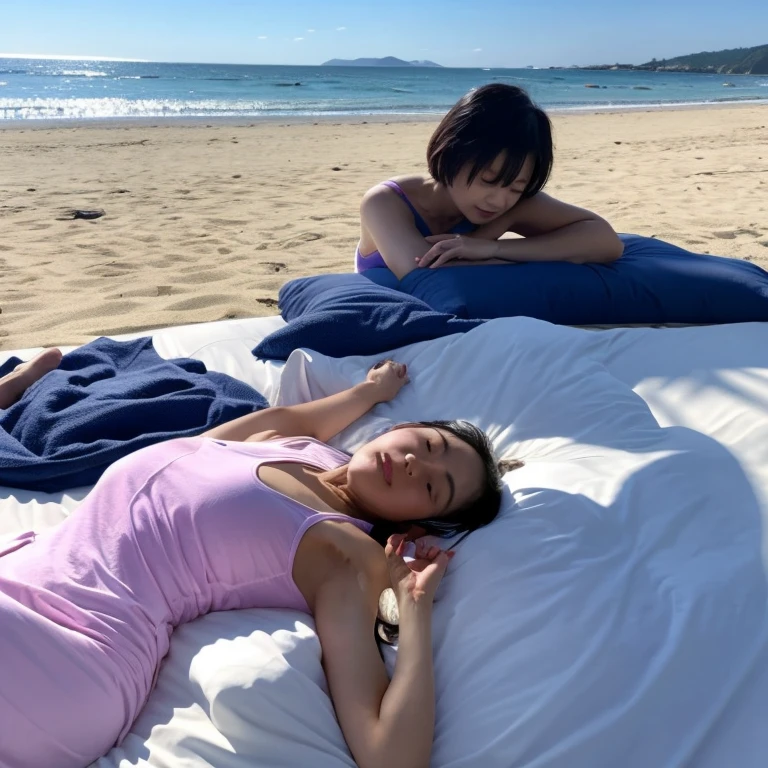 Ritsuko rests only her upper body on the beach mat.、Closed eyelids。It felt like I was on a huge water bed.。Even my wet and cold skin、suddenly《Instantly》It&#39;s getting warmer。