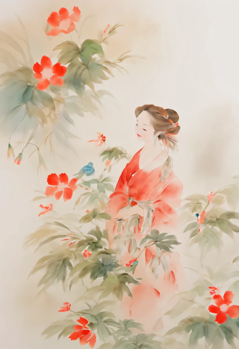 Wu Guanzhong, Narcissus, traditional media, nature beauty sepea tone