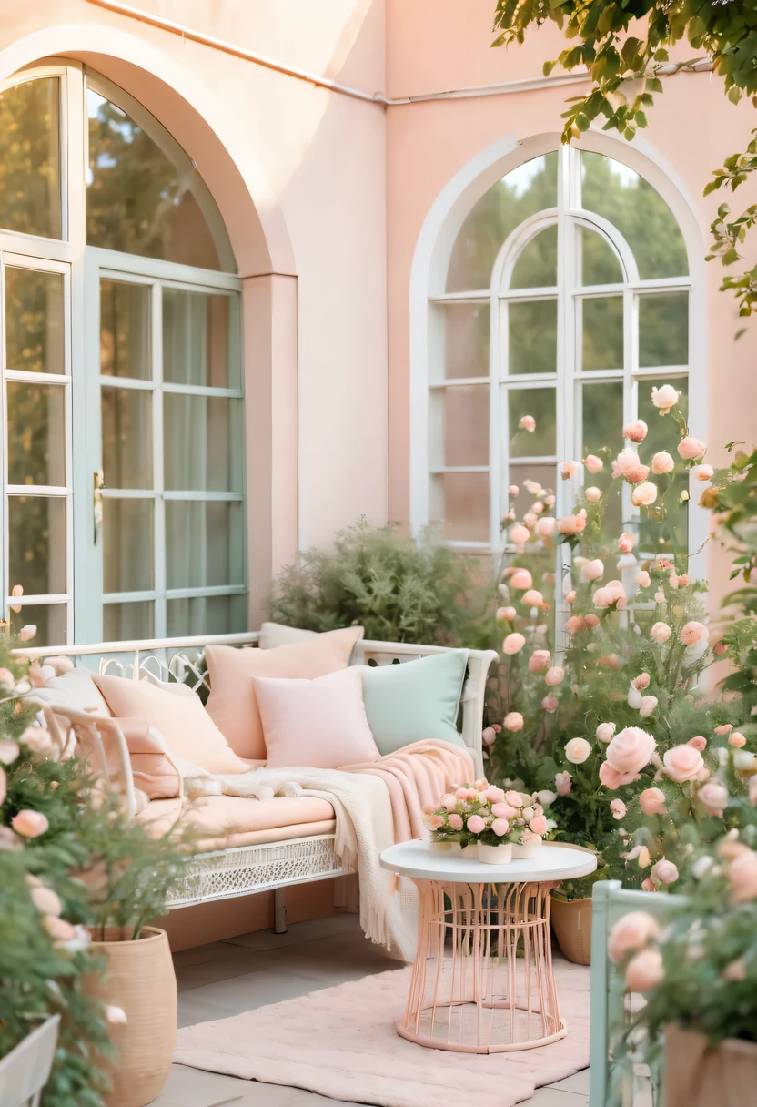 pastel tones,Light style,cozy calm,nature,warm and comfortable,garden,Beauty