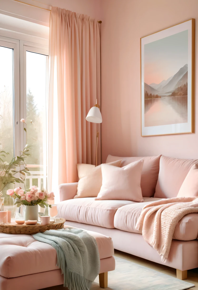 pastel tones,Light style,cozy calm,nature,warm and comfortable,