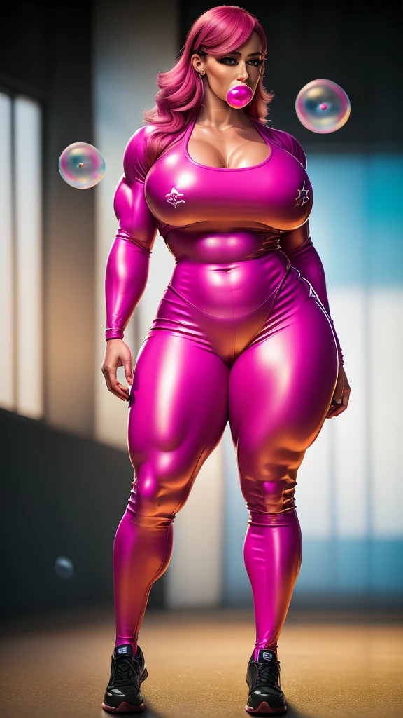 living inflatable sex doll, poison, (long sleeved bright pink and gold trimmed leather jacket with letter logos), loose t-shirt with athletic logo, (extra long and thick pink hair), (blue and gold pleather pants with open fly and pockets), platform sneakers, endomorphic woman, (huge muscle:1.5), (erect futanari penis inflation:1.5), huge balls, zoo, many balloons, happy, happy, perfect quality, clear focus (clutter - home: 0.8), (masterpiece: 1.2) (realistic: 1.2) (bokeh) (best quality) (detailed skin: 1.3) (intricate details) (8K) (detail eyes) (sharp focus), (happy), full body shot, running down trail, sneakers, (blow bubble gum:1.5), bodybuilder