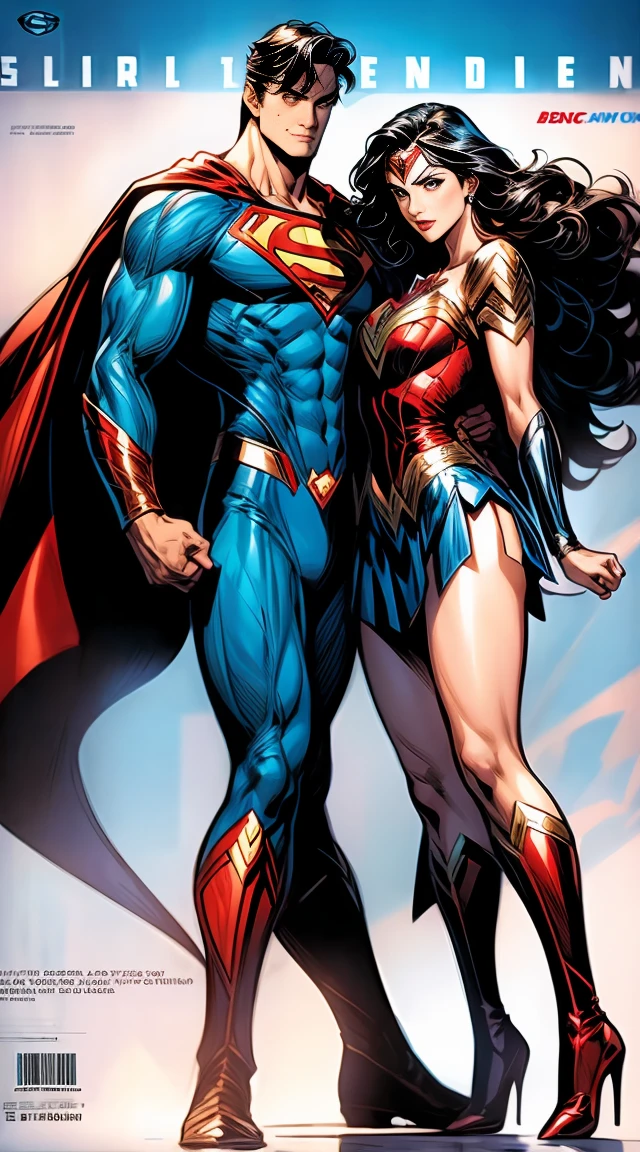 a superman and wonder woman standing next to each other, dc comics, dc comic, blu ray cover usa, comic book's cover, phil noto comicbook cover art, neal adams | centered, comic book cover art, comic book:.2, by Jim Lee, comic cover, style of dc comics, cover art of graphic novel, comic cover art