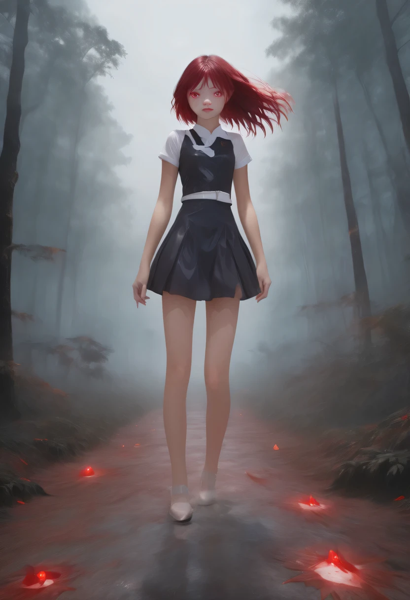 [[Clannard style]], [[Cute girl with short hair and red bangs]], [[red eyes]], [[gloomy, dark forest background]], [[Poor natural lighting]], [[good quality]],[[masterpiece]], [[best artist]], [[best show]], [[16k quality]], [[human development report+]]