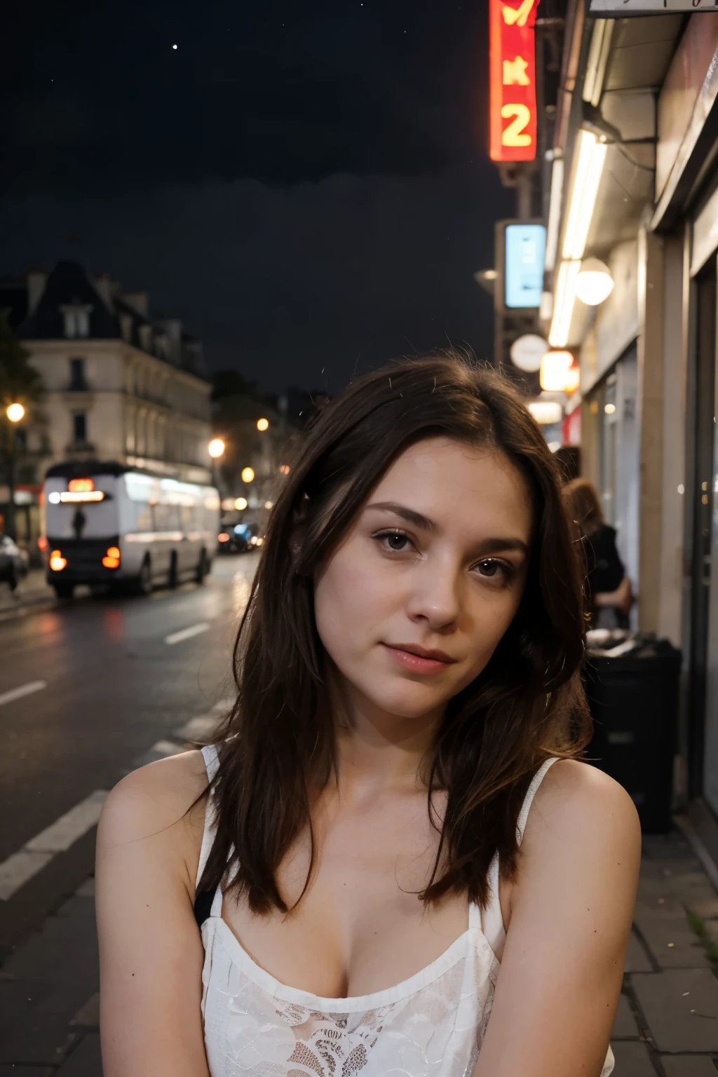 25 Jahre, mittelbraune Haare, geht spazieren durch paris, nacht
