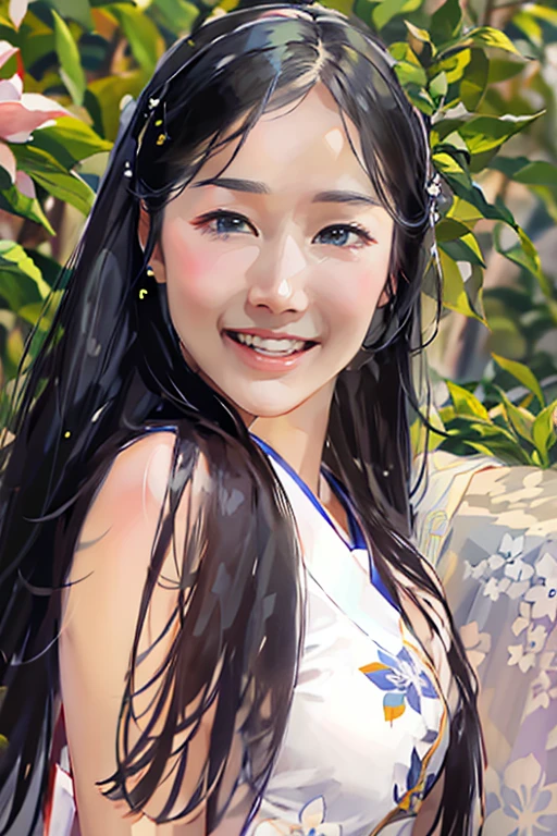 arafed woman wearing a white hat with blue flowers on it, xintong chen, lovely delicate face, wenfei ye, xue han, young cute wan asian face, white hanfu, cover photo portrait of du juan, inspired by Dai Xi, 7 0 mm portrait, chinese girl, by Ye Xin, chengyou liu, inspired by Huang Ji