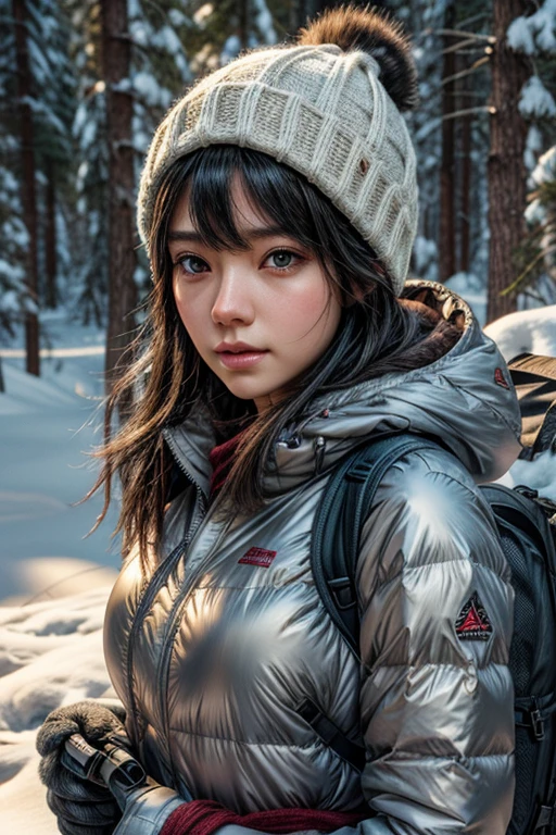 snowy mountain climbing, blizzard, wind, snow, girl, grim expression, character art, by artgerm lau and wlop and and ilya kuvshinov and john singer sargent, hyperdetailed, symmetrical, cryengine, trending on artstation, digital art